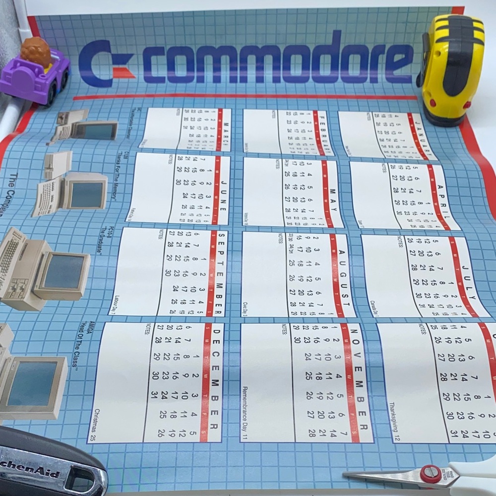 Commodore 1987 Vintage Calendar Wall Poster Computers Advertising  16” x 21”